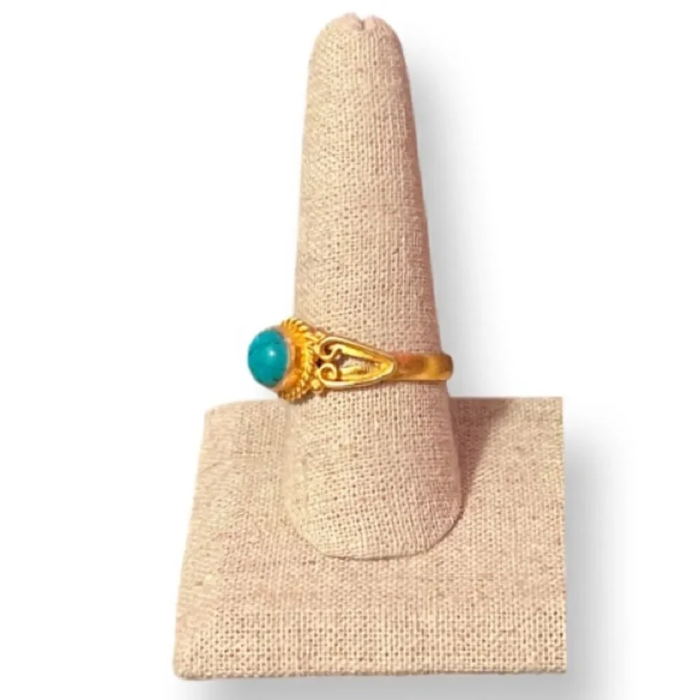 NEW Turquoise Gold Plated Marked 925 Ring Size 9.5